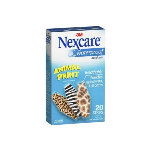 Nexcare Waterproof Animal Print Latex Free Strips 20's pack