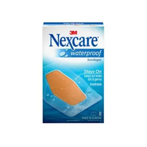 Nexcare Waterproof Bandages Knee & Elbow 8's apck