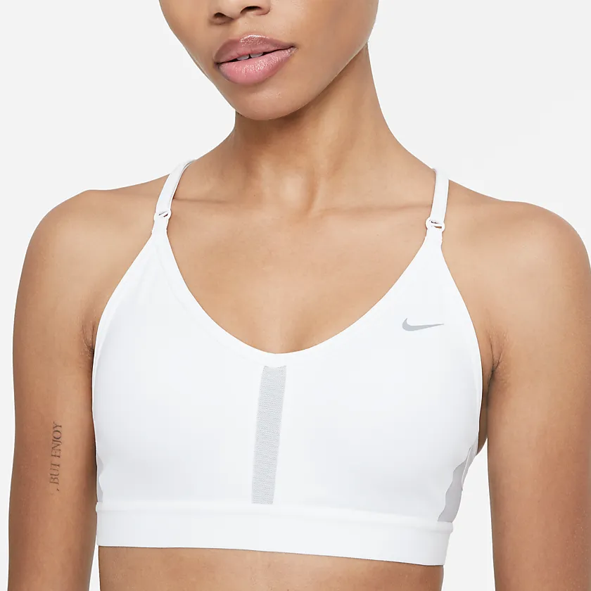 Nike Women's Dri-FIT Indy Light Support Padded V-Neck Sports Bra (White)