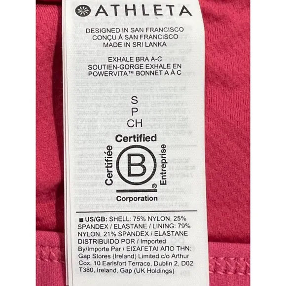 NWT ATHLETA Exhale Bra A-C SMALL Pink