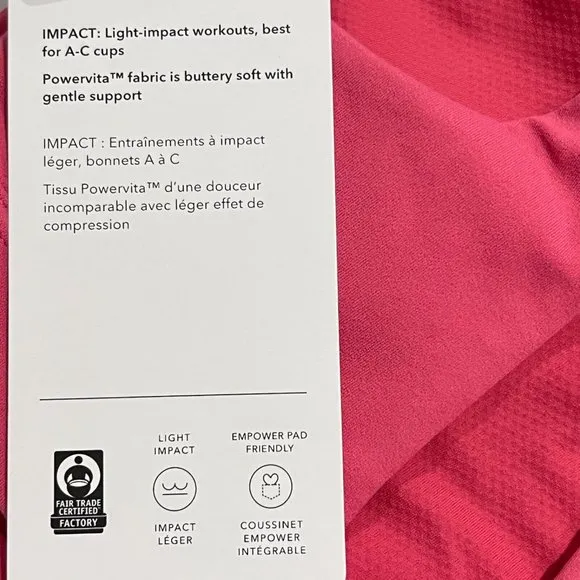 NWT ATHLETA Exhale Bra A-C SMALL Pink