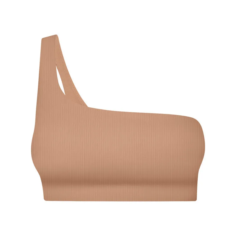 One Shoulder Ribbed Sports Bra