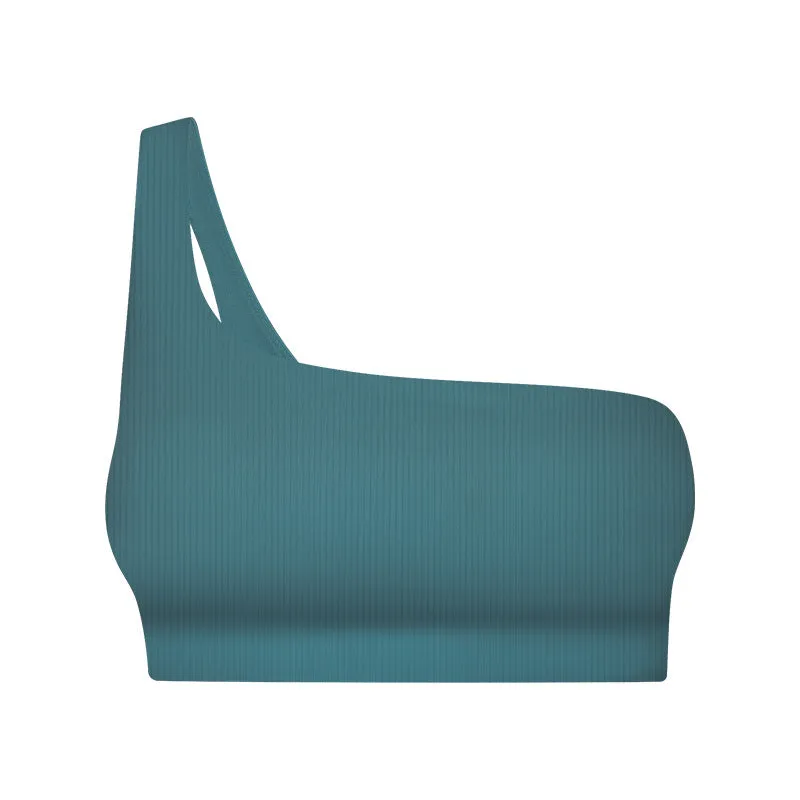One Shoulder Ribbed Sports Bra