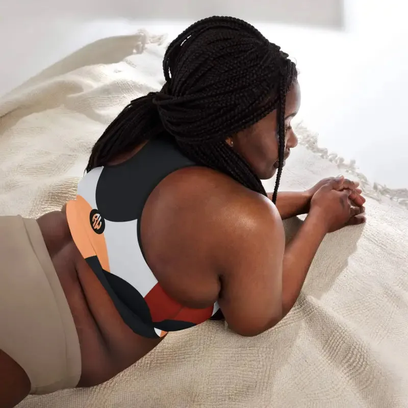 Padded Sports Bra | Fitness Abstract Design