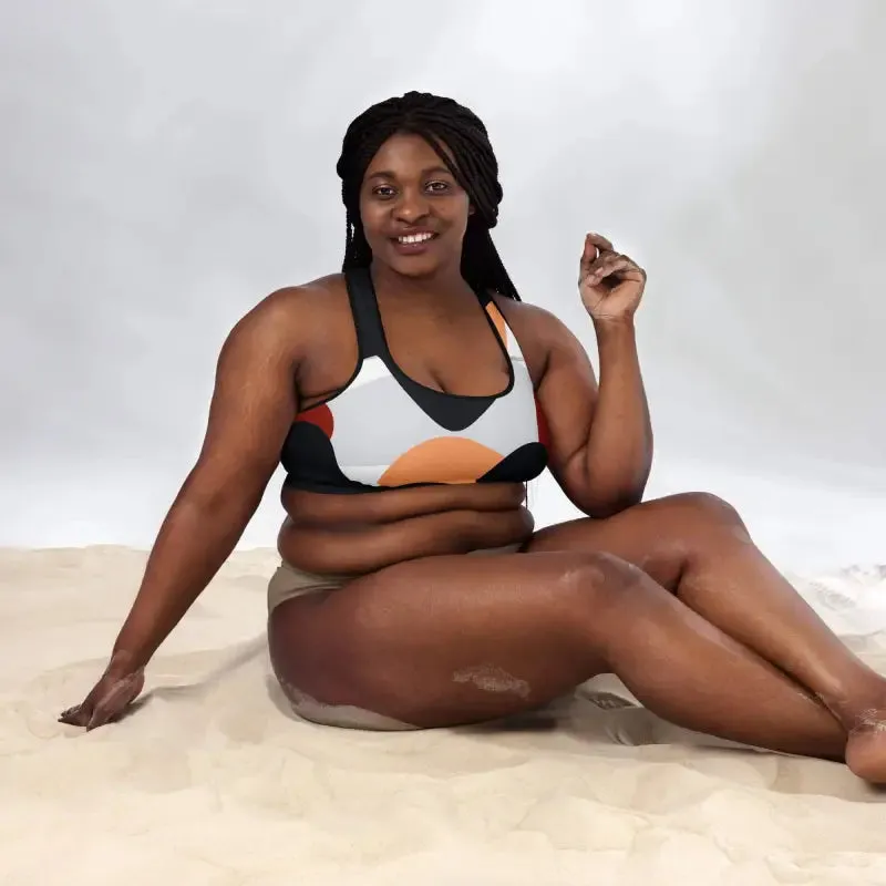 Padded Sports Bra | Fitness Abstract Design