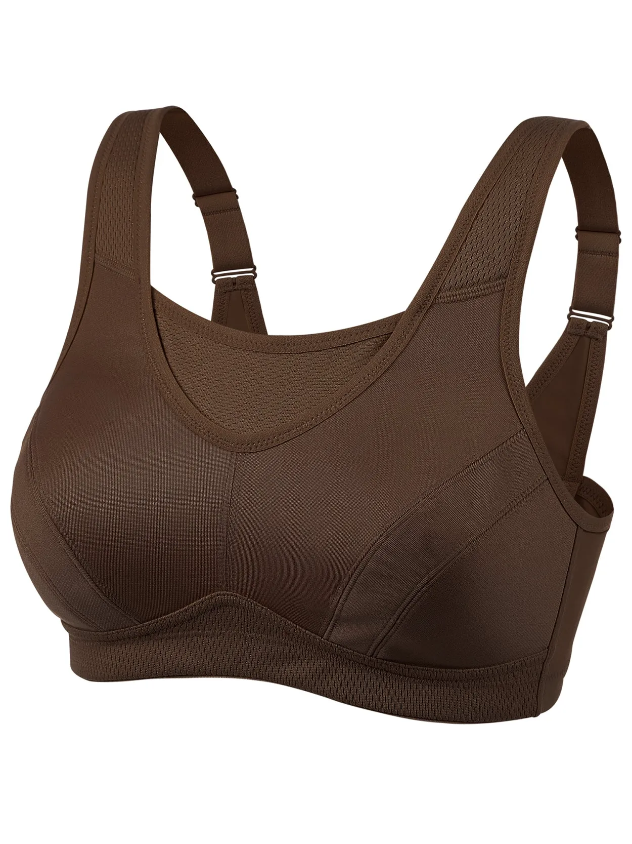 Plus Size Sorb Breathable Sports Bra Coffee Brown