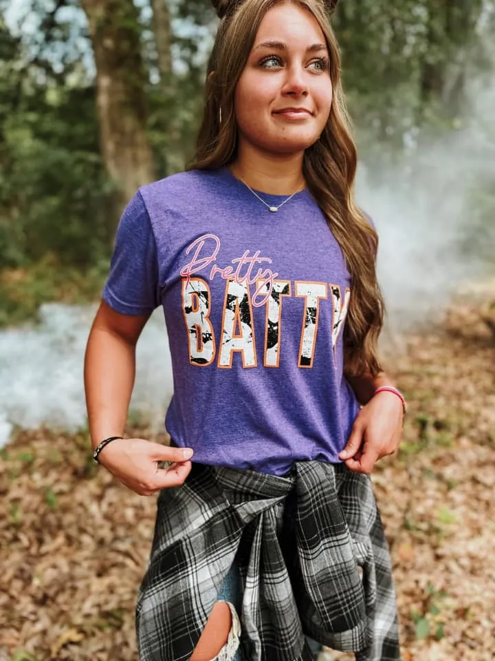 {PRETTY BATTY} Heather Purple Crew Neck Tee