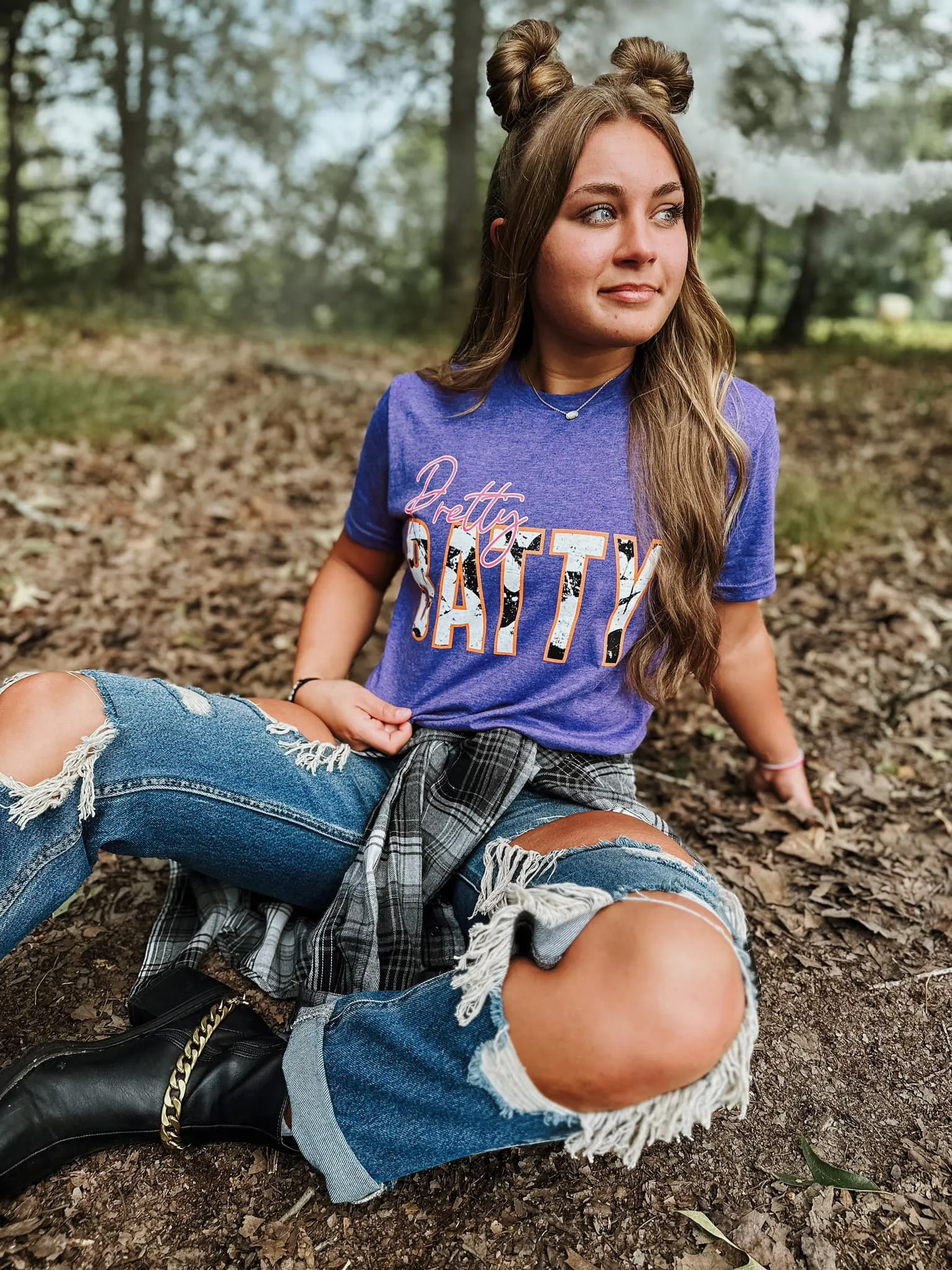 {PRETTY BATTY} Heather Purple Crew Neck Tee