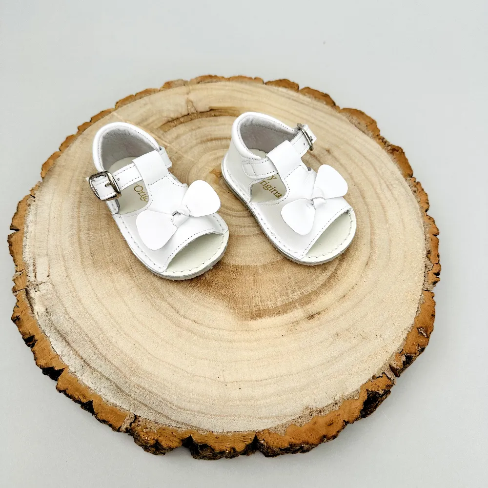 Pretty Originals White Girls Bow Sandals