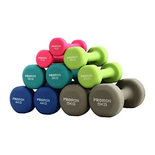 PROIRON Neoprene Dumbbell Home Exercise for Ladies Kids Arm Hand Weights Pilates Dumbbells in 4kg Pair