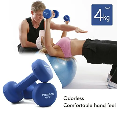 PROIRON Neoprene Dumbbell Home Exercise for Ladies Kids Arm Hand Weights Pilates Dumbbells in 4kg Pair