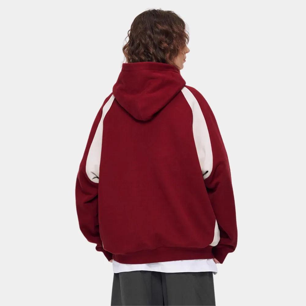 Red Sports Striped Hoodie