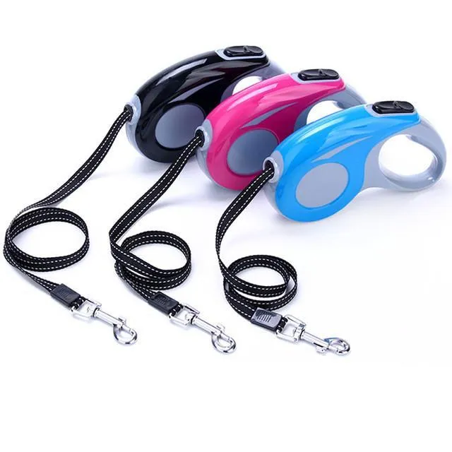 Reflective Retractable Dog Leash 10ft for Small Dogs up to 25 pounds, Tangle Free, Softly Grip, Adjustable Brake & Lock Button