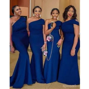 Royal Blue Mermaid One Shoulder Cheap Long Bridesmaid Dresses Online,WG1313