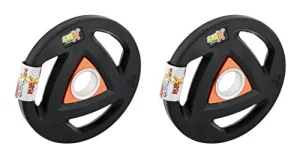 RUBX Rubber Coated Metal Integrated Tri-Grip Olympic Weight Plates 50 MM Center Hole Diameter (5)