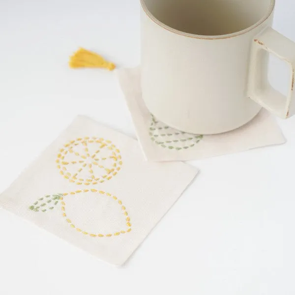 Sashiko Coaster Kit - Hedgehog and Bird