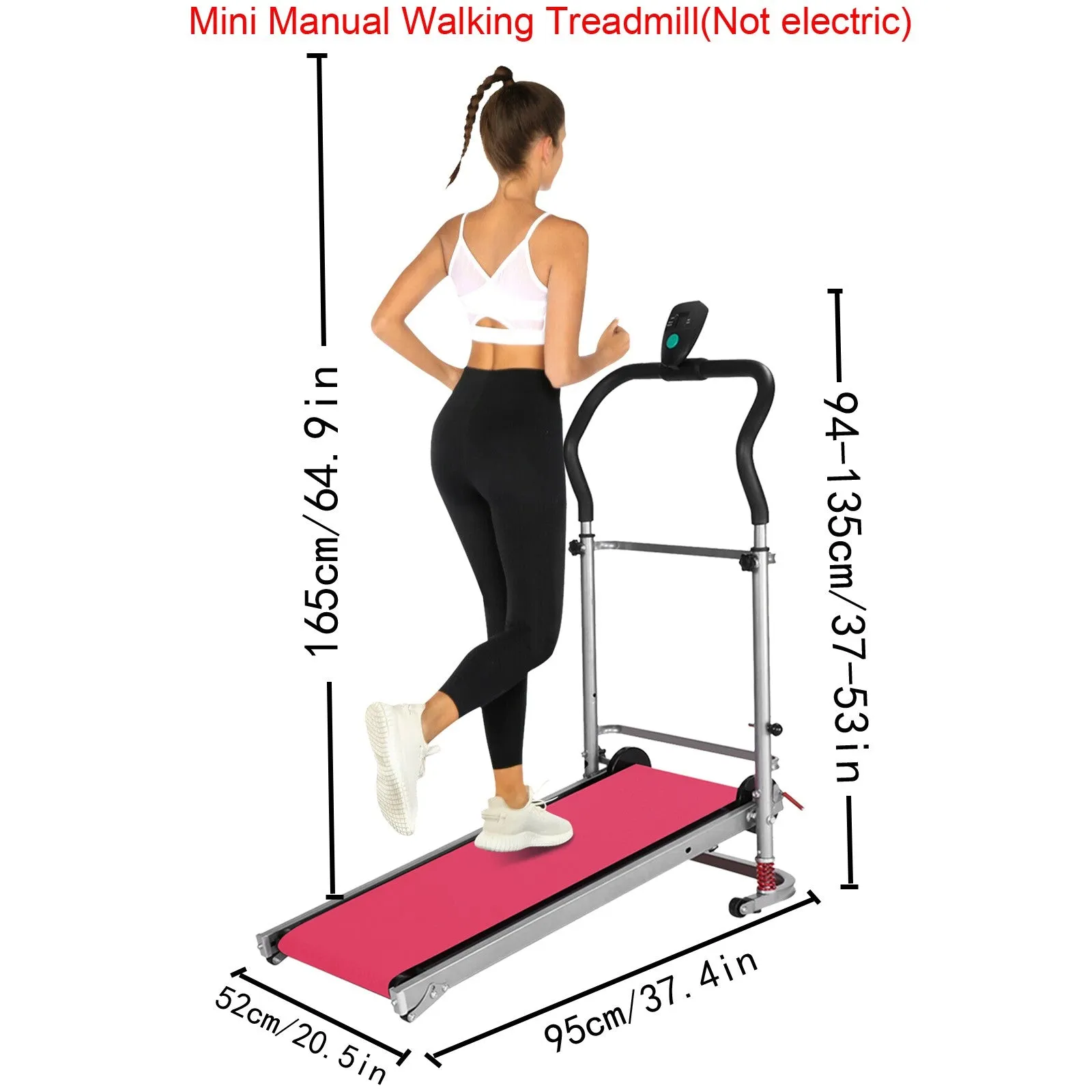 Shock-absorbing Folding Manual Treadmill Work Machine Fitness Exercise Home