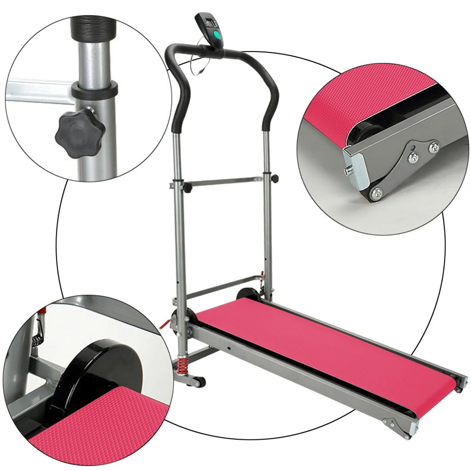 Shock-absorbing Folding Manual Treadmill Work Machine Fitness Exercise Home