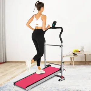 Shock-absorbing Folding Manual Treadmill Work Machine Fitness Exercise Home