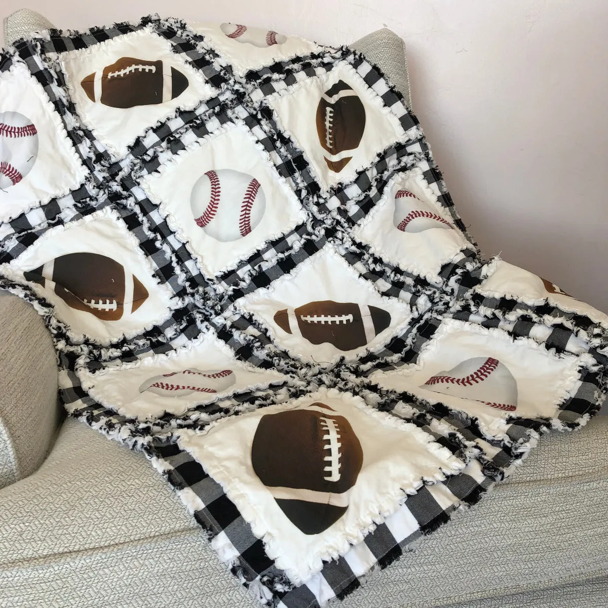 Sports Bedding in Plaid, Football & Baseball