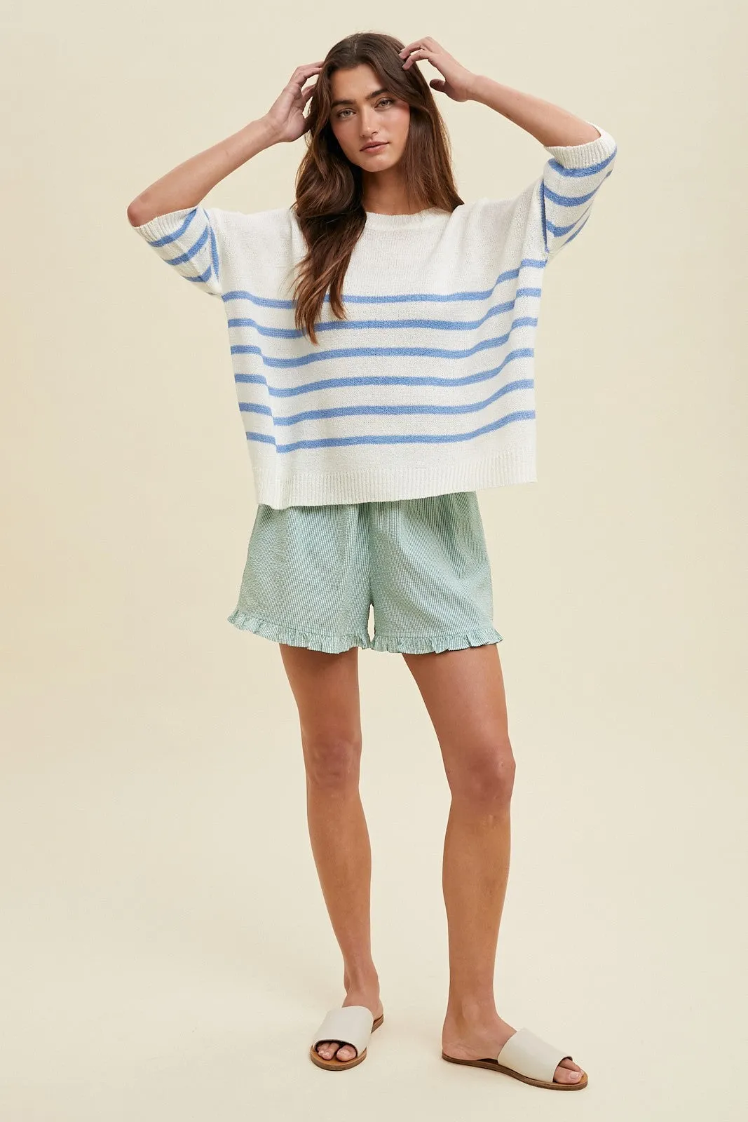 The Penelope Oversized Short Sleeve Striped Sweater