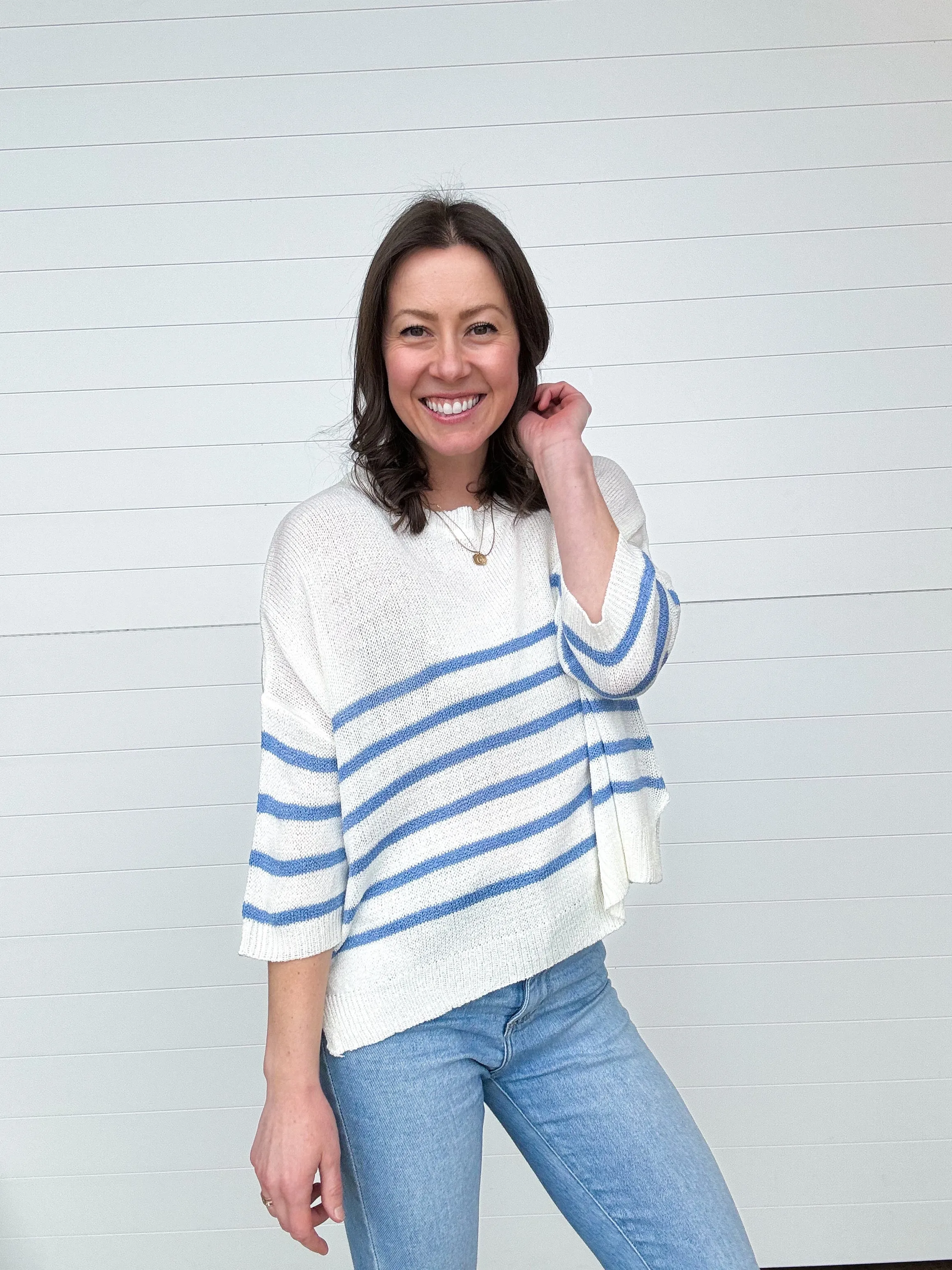 The Penelope Oversized Short Sleeve Striped Sweater
