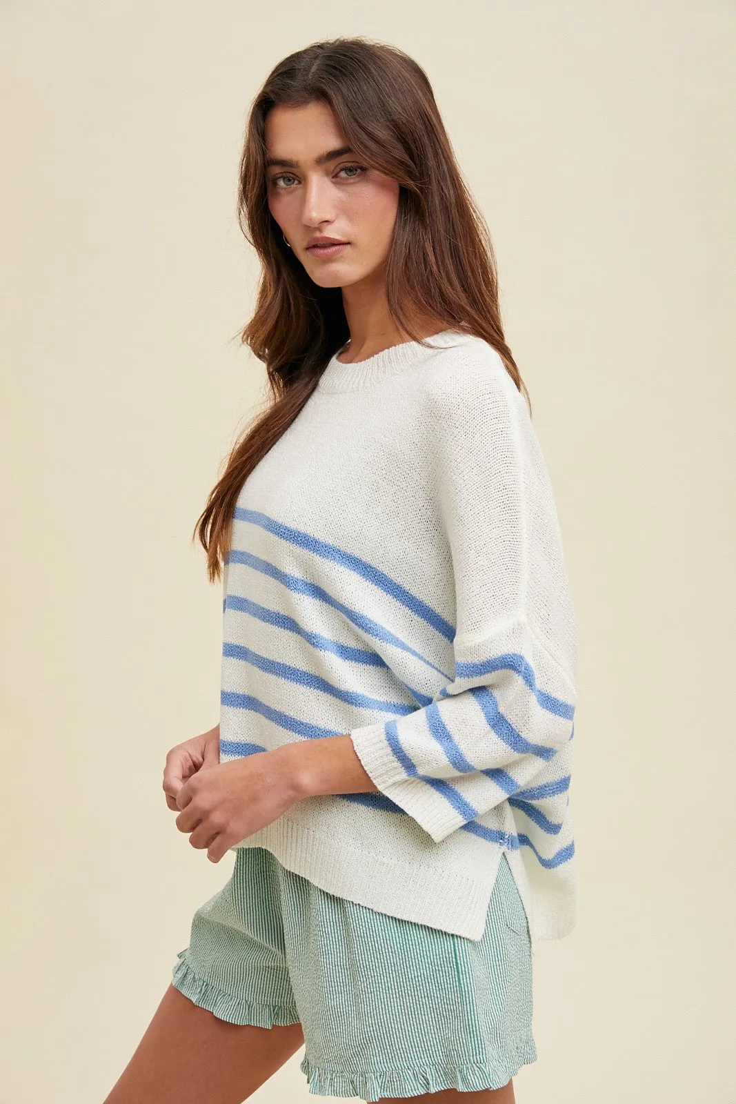 The Penelope Oversized Short Sleeve Striped Sweater
