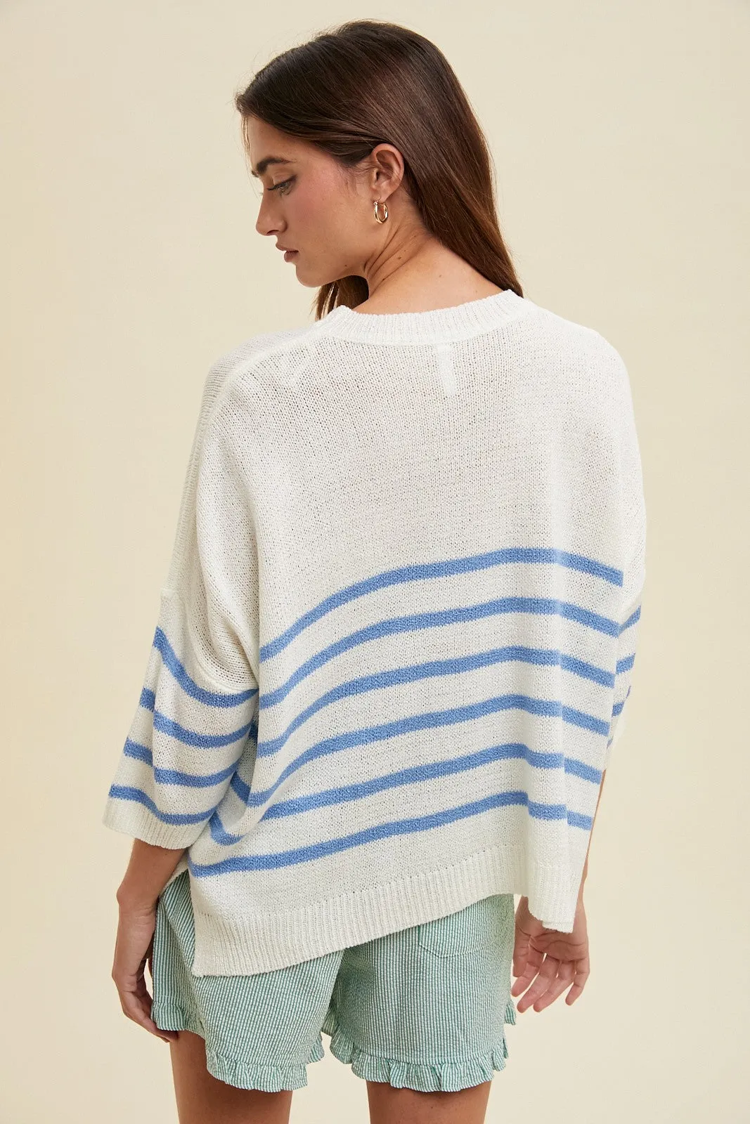 The Penelope Oversized Short Sleeve Striped Sweater