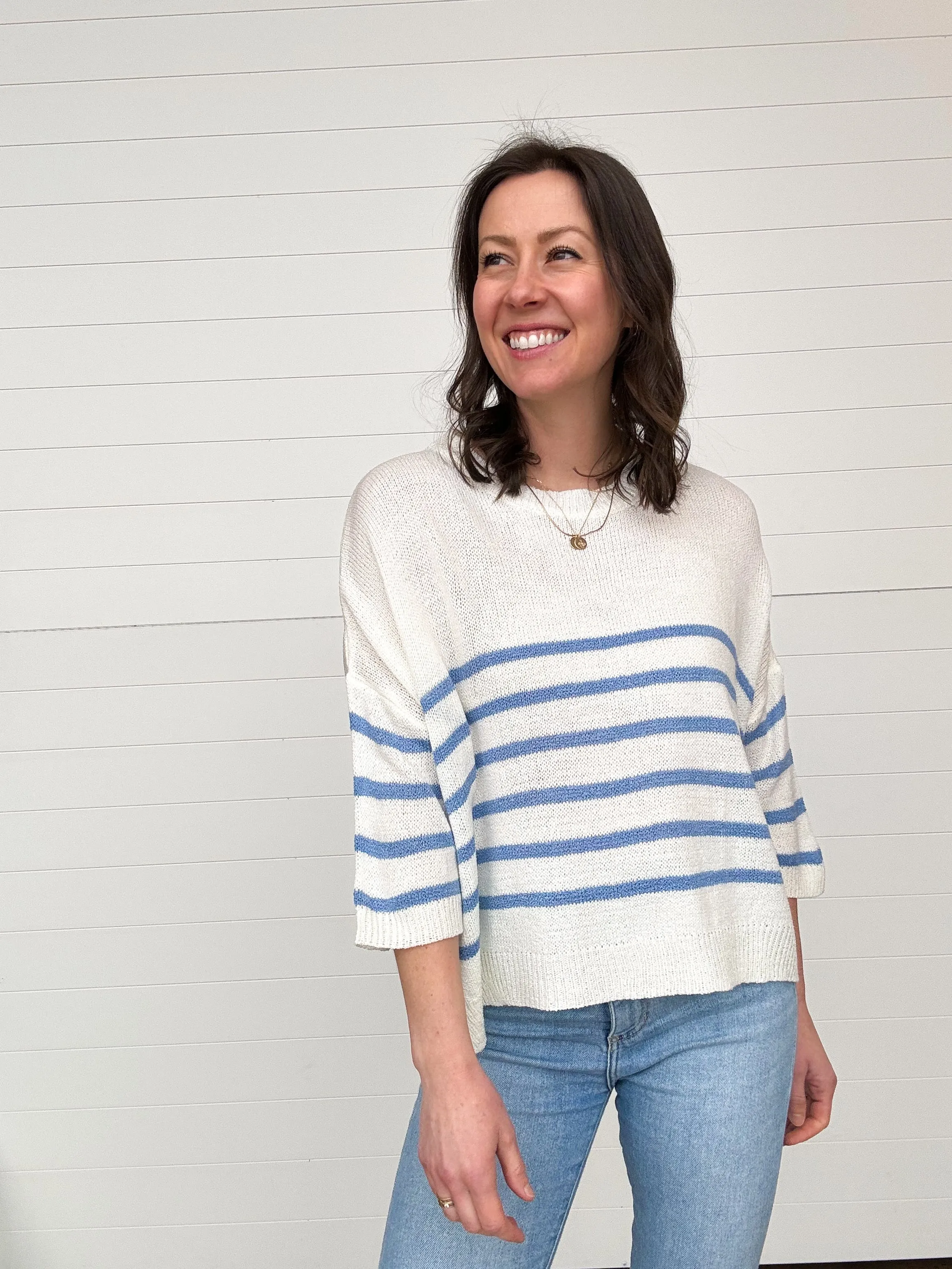 The Penelope Oversized Short Sleeve Striped Sweater