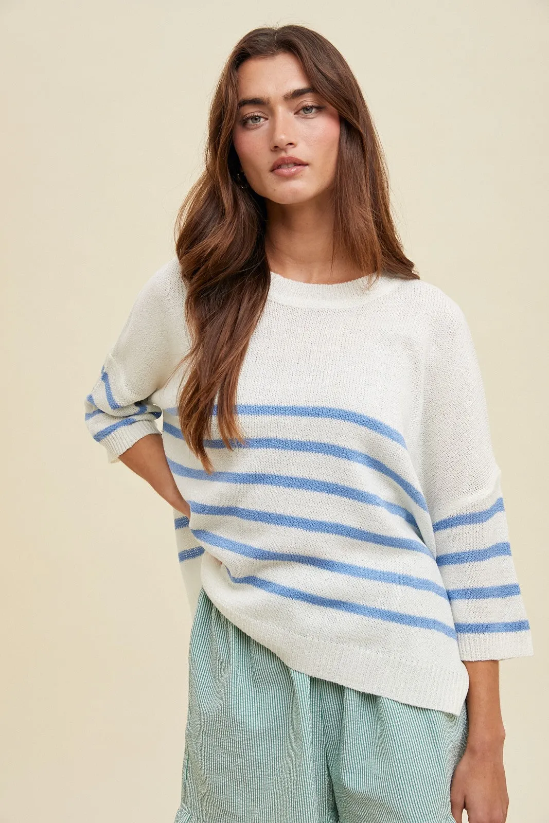 The Penelope Oversized Short Sleeve Striped Sweater
