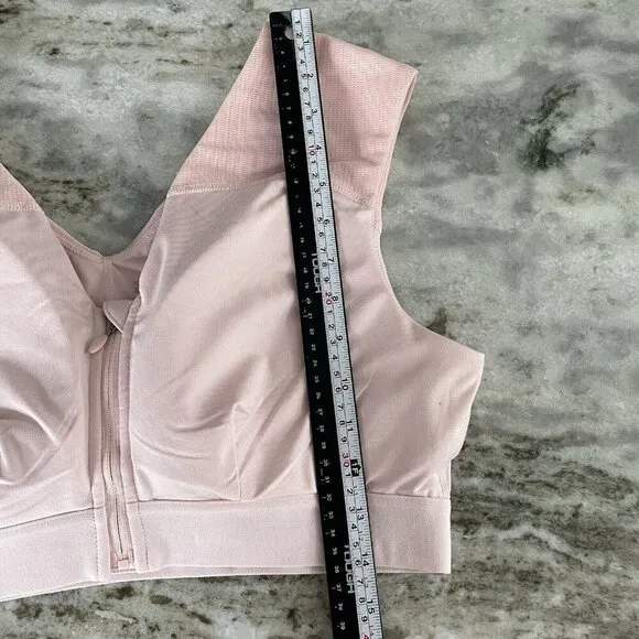 Tommie Copper Zinc Infused Zip Up Shoulder Support Bra Sz 2XL Pink Energy Padded