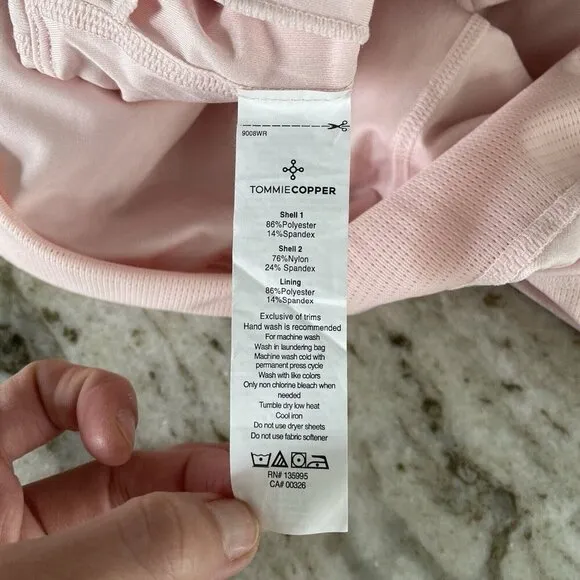 Tommie Copper Zinc Infused Zip Up Shoulder Support Bra Sz 2XL Pink Energy Padded