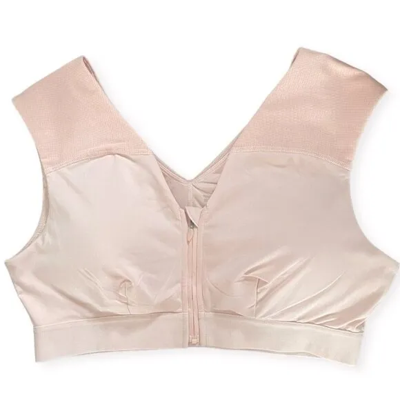 Tommie Copper Zinc Infused Zip Up Shoulder Support Bra Sz 2XL Pink Energy Padded