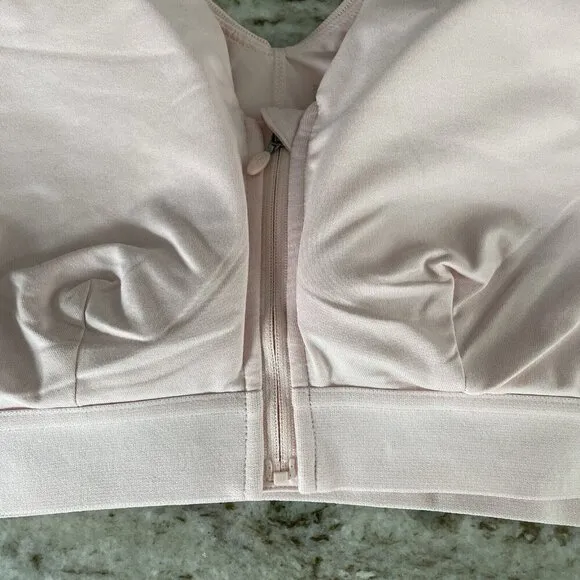 Tommie Copper Zinc Infused Zip Up Shoulder Support Bra Sz 2XL Pink Energy Padded