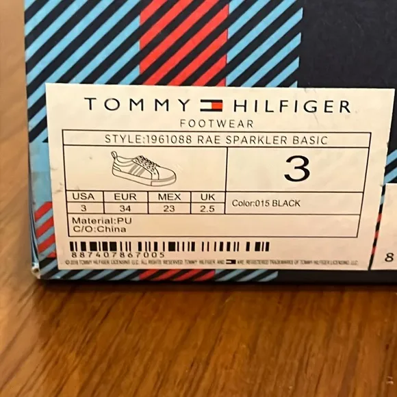 Tommy Hilfiger Rae Sparkle Basic Shoes Sneakers new Youth Boys or Girls Size 3