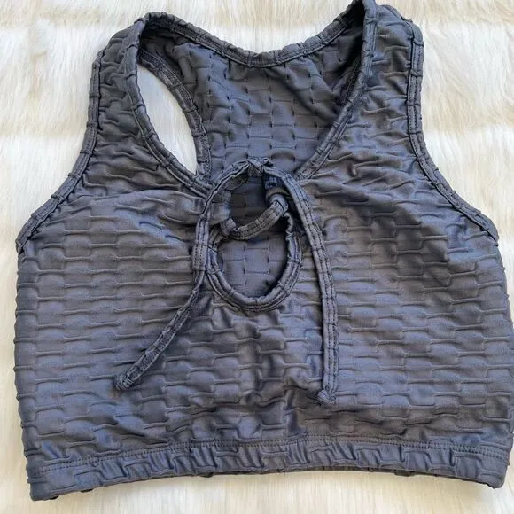 Top Rio Glam Shiny Sports Bra (M) Gray
