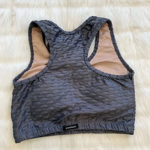 Top Rio Glam Shiny Sports Bra (M) Gray
