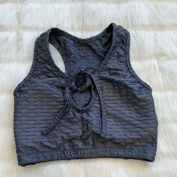 Top Rio Glam Shiny Sports Bra (M) Gray
