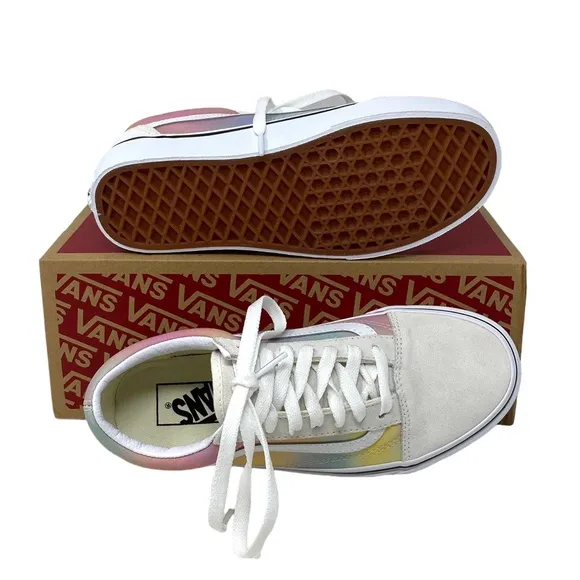 VANS Old Skool Low Top Beige Multi Canvas Suede Women Size Sneakers VN0A4U3BWGQ