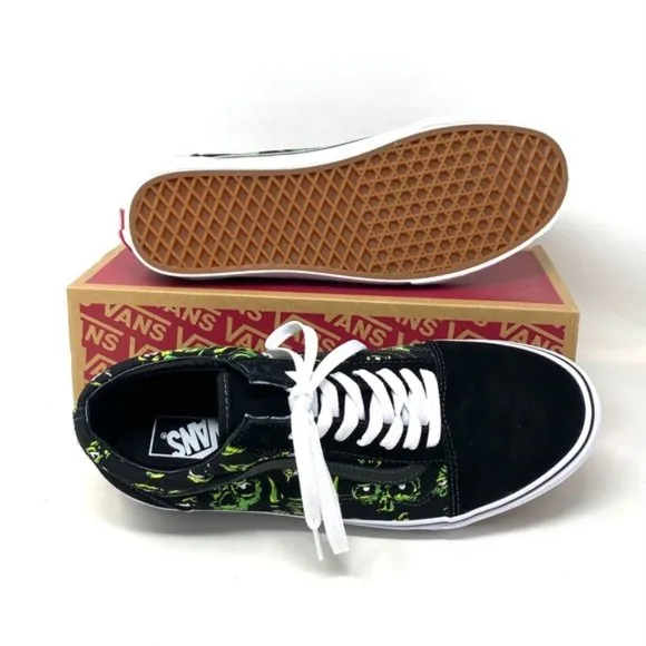 VANS Old Skool Low Top Black Green Suede Canvas Men’s Size Sneakers VN0A4BW2BML