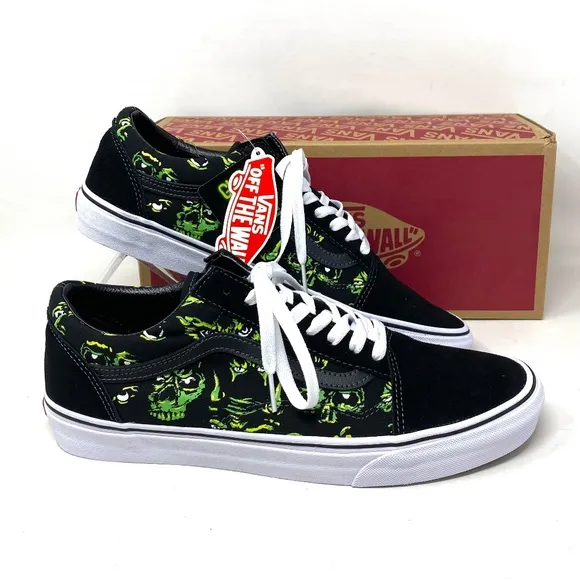 VANS Old Skool Low Top Black Green Suede Canvas Men’s Size Sneakers VN0A4BW2BML