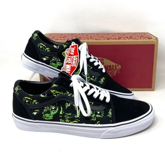 VANS Old Skool Low Top Black Green Suede Canvas Men’s Size Sneakers VN0A4BW2BML