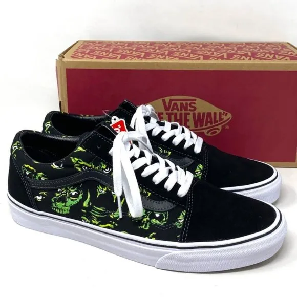 VANS Old Skool Low Top Black Green Suede Canvas Men’s Size Sneakers VN0A4BW2BML