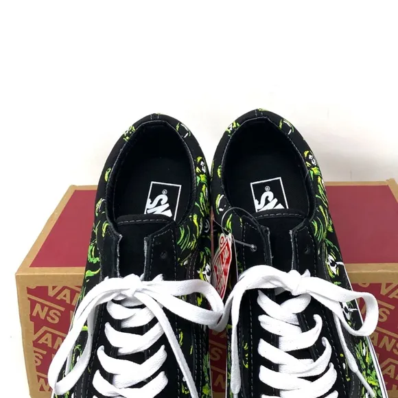 VANS Old Skool Low Top Black Green Suede Canvas Men’s Size Sneakers VN0A4BW2BML