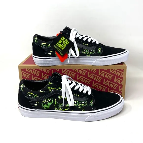 VANS Old Skool Low Top Black Green Suede Canvas Men’s Size Sneakers VN0A4BW2BML