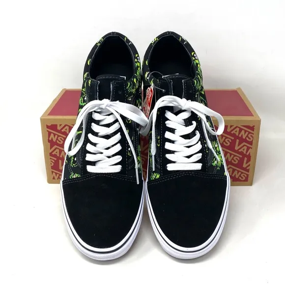 VANS Old Skool Low Top Black Green Suede Canvas Men’s Size Sneakers VN0A4BW2BML