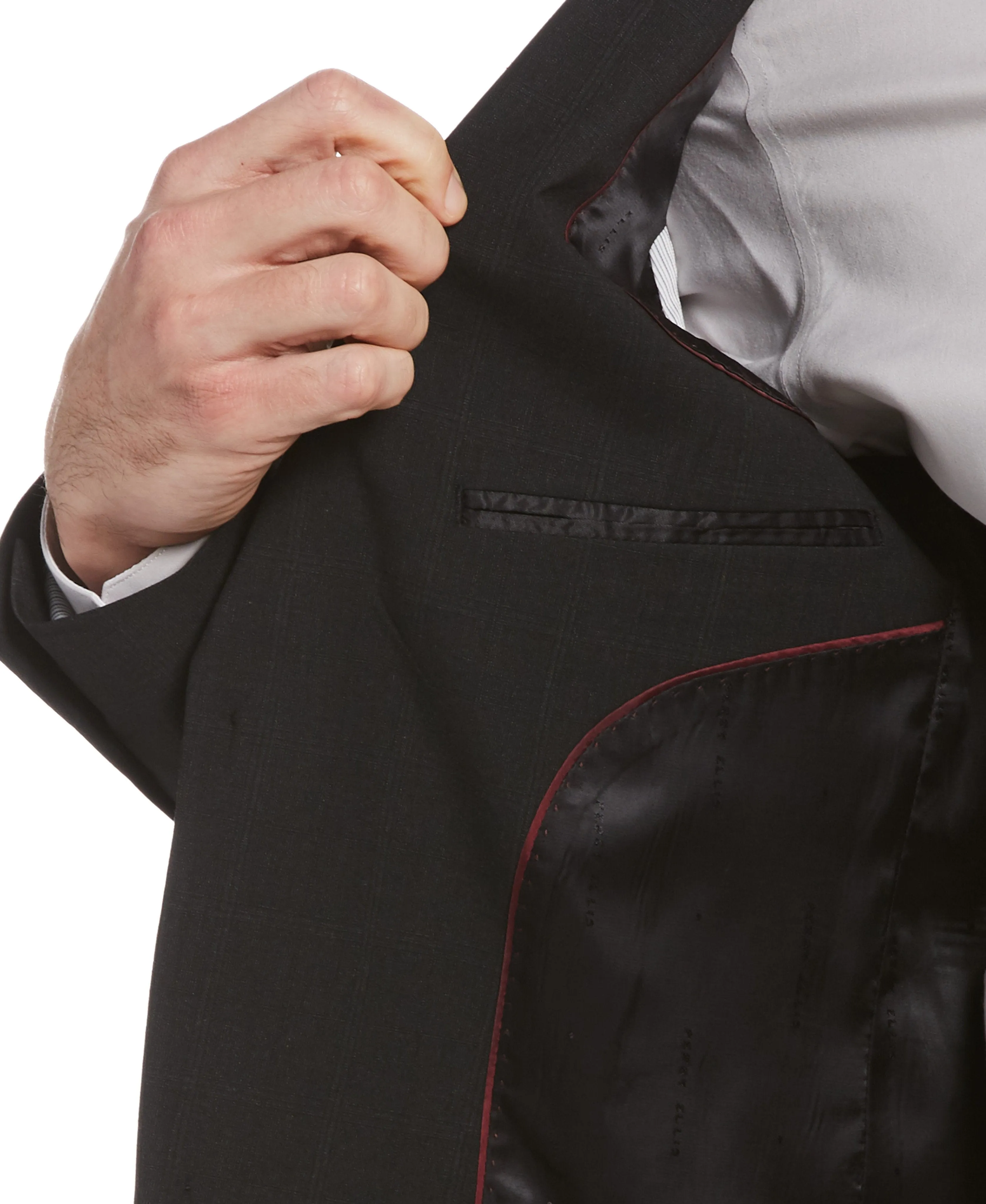 Very Slim Fit Textured Plaid Stretch Jacket