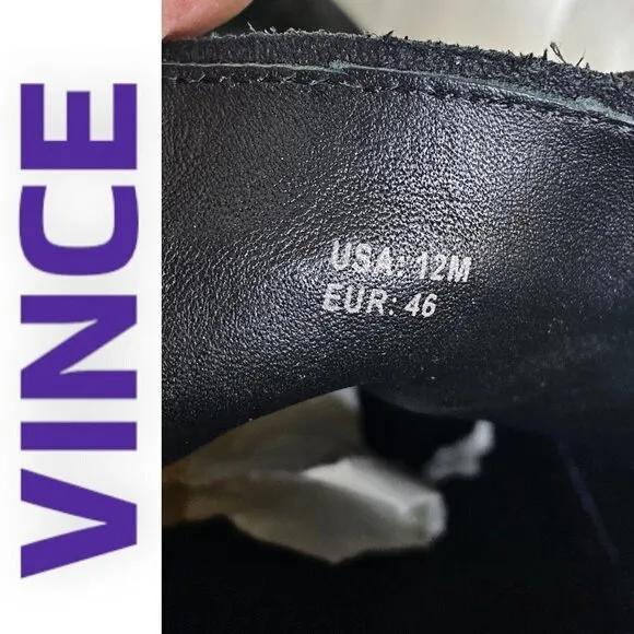 VINCE Men’s Simon Coastal Perforated Black Suede Lace Up Sneakers, Size 12