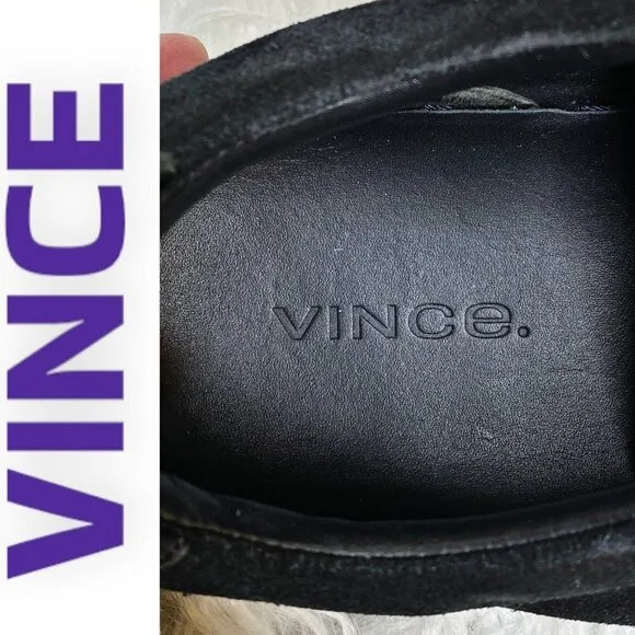 VINCE Men’s Simon Coastal Perforated Black Suede Lace Up Sneakers, Size 12