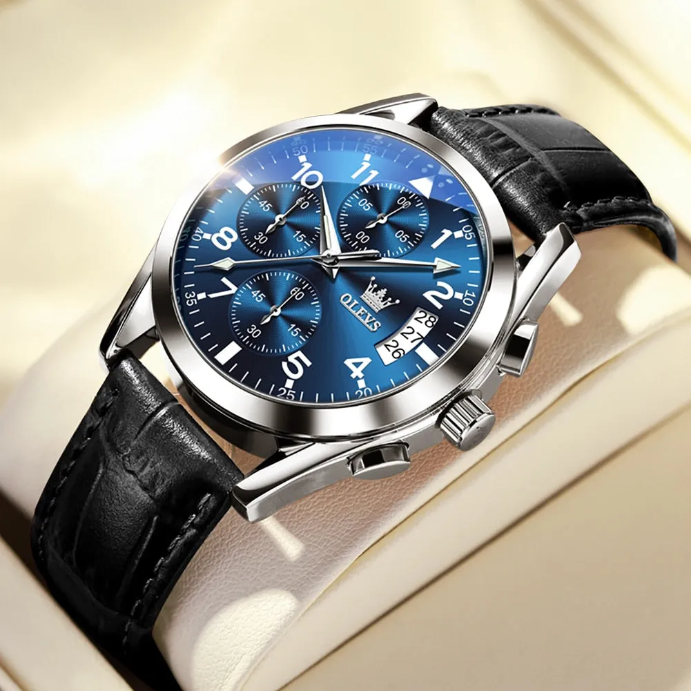 Waterproof Luminous Leather Date Sports  Male Wrist watch
